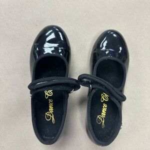 Dance Class Shiny Black Kids Tap Shoes